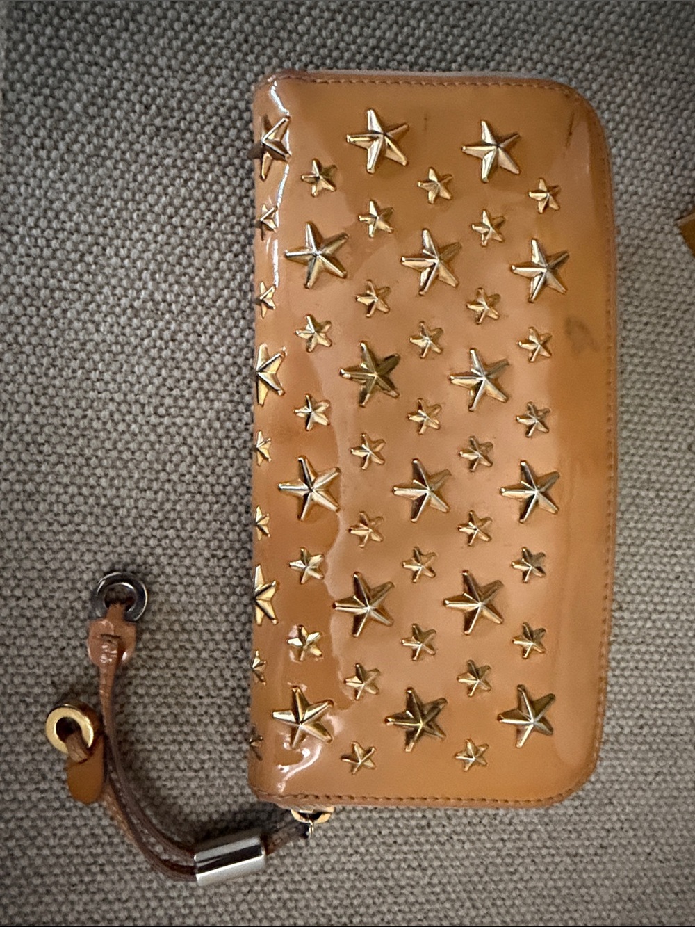 Jimmy Choo Studded Star Zip Wallet - Orange Patent Leather - Picture 3 of 16